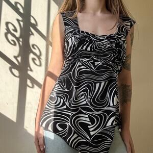 Vintage American City Wear Y2K Black Top Small Funky Blouse